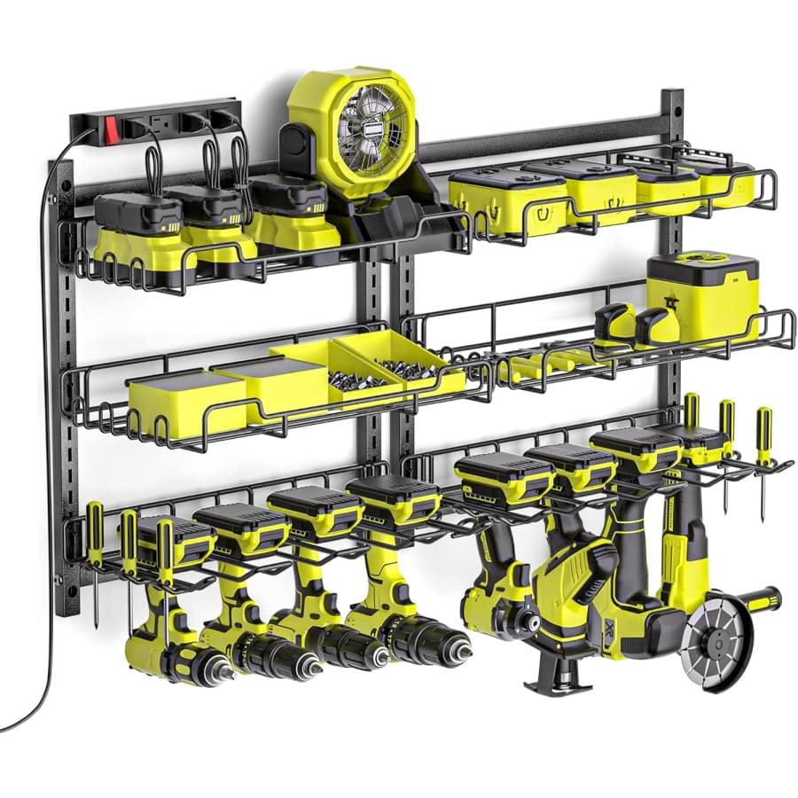 3-Shelf Power Tool Organizer 2-Pack w/ Power Strip: $30