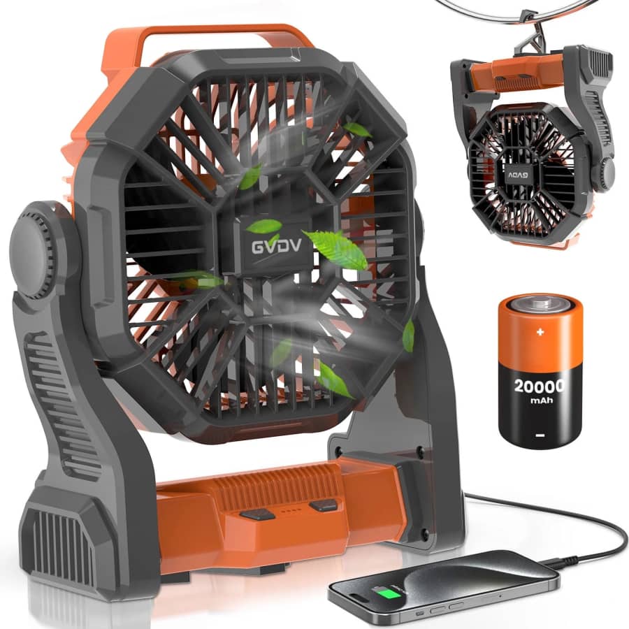 20,000mAh Camping Fan: $20 20,000mAh Camping Fan: $20