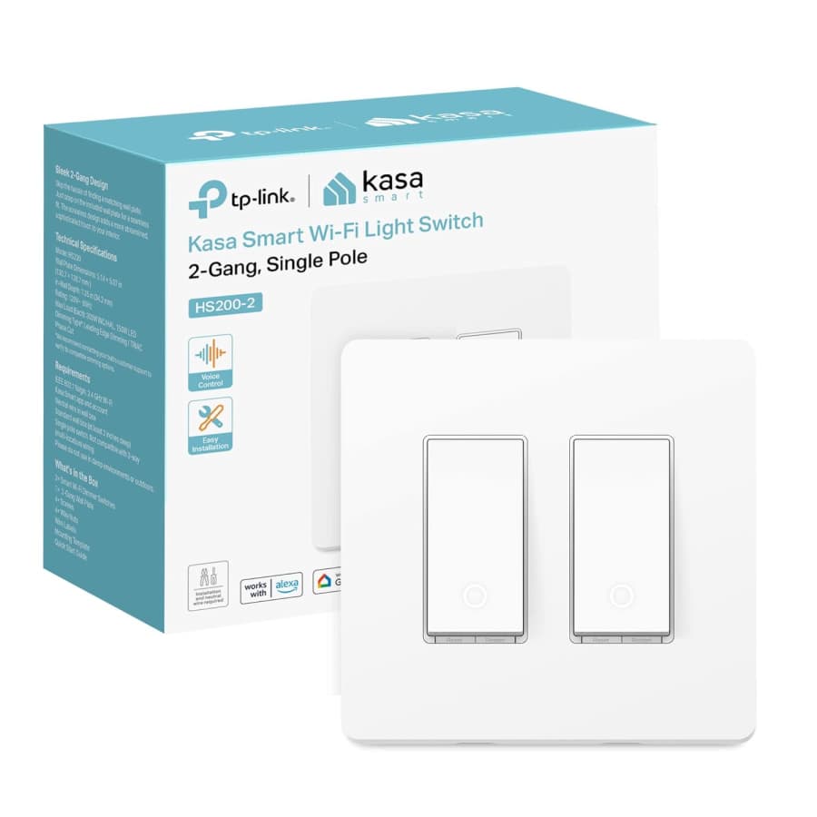 Kasa 2-Gang HS200-2 Smart Switch: $25 Kasa 2-Gang HS200-2 Smart Switch: $25