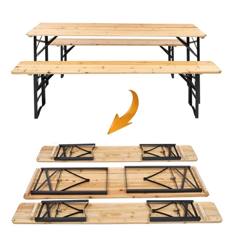 Ktaxon 6-ft. Wooden Folding Picnic Table & Bench Set: $110