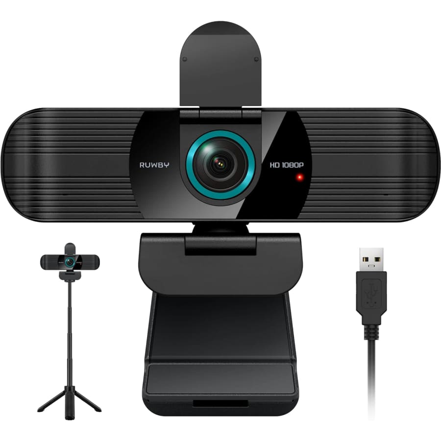 Ruwby HD 1080P Webcam with Built-in Dual Mics: $13.88