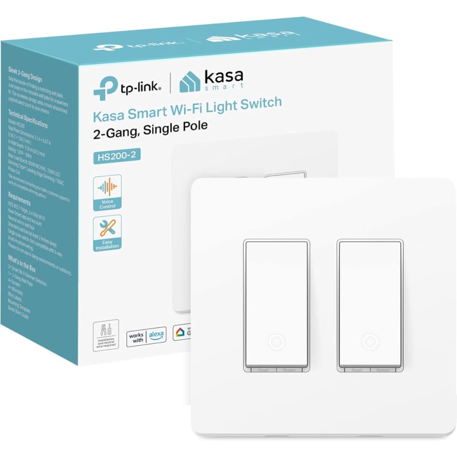 Kasa Alexa-Compatible 2-Gang Smart Light Switch: $24.98 Kasa Alexa-Compatible 2-Gang Smart Light Switch: $24.98
