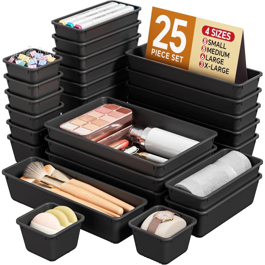 25-Piece Plastic Drawer Organizer Set: $12 25-Piece Plastic Drawer Organizer Set: $12