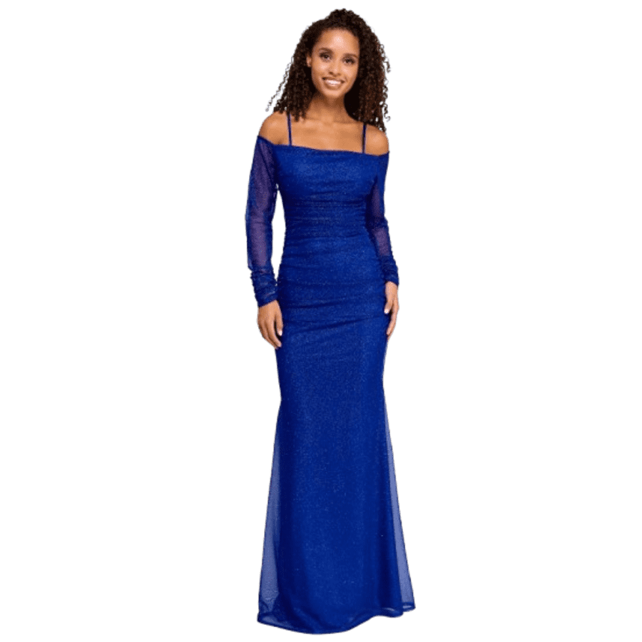 Pear Culture Junior Women's Glitter-Mesh Ruched Off-the-Shoulder Gown: $45.78 Pear Culture Junior Women's Glitter-Mesh Ruched Off-the-Shoulder Gown: $45.78