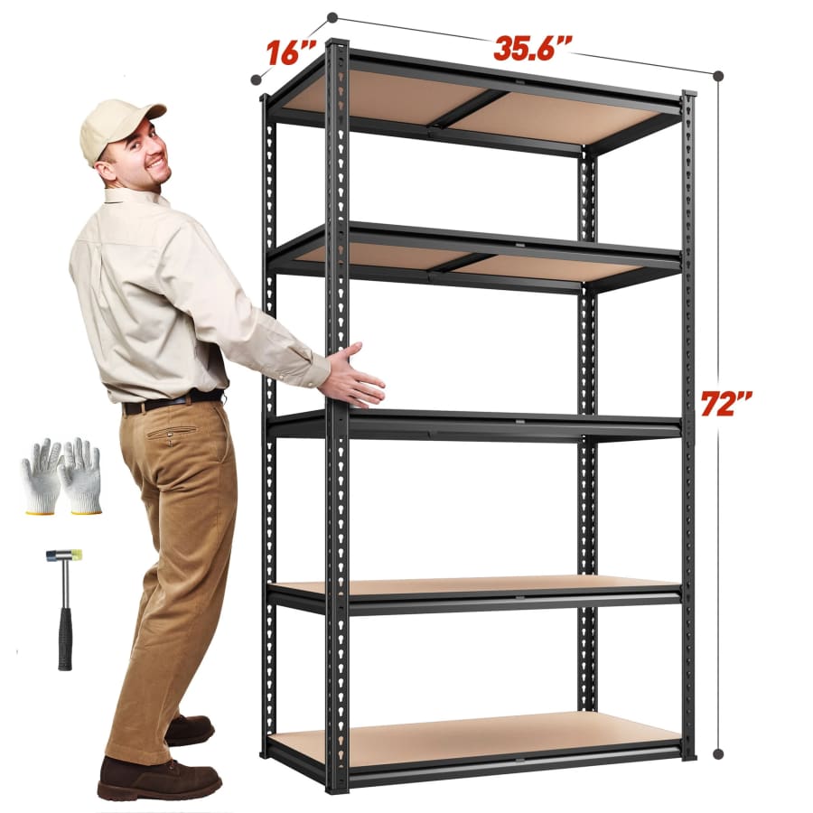 REIBII 2,050-lbs. Heavy-Duty 72" 5-Tier Shelf Unit: $39.98