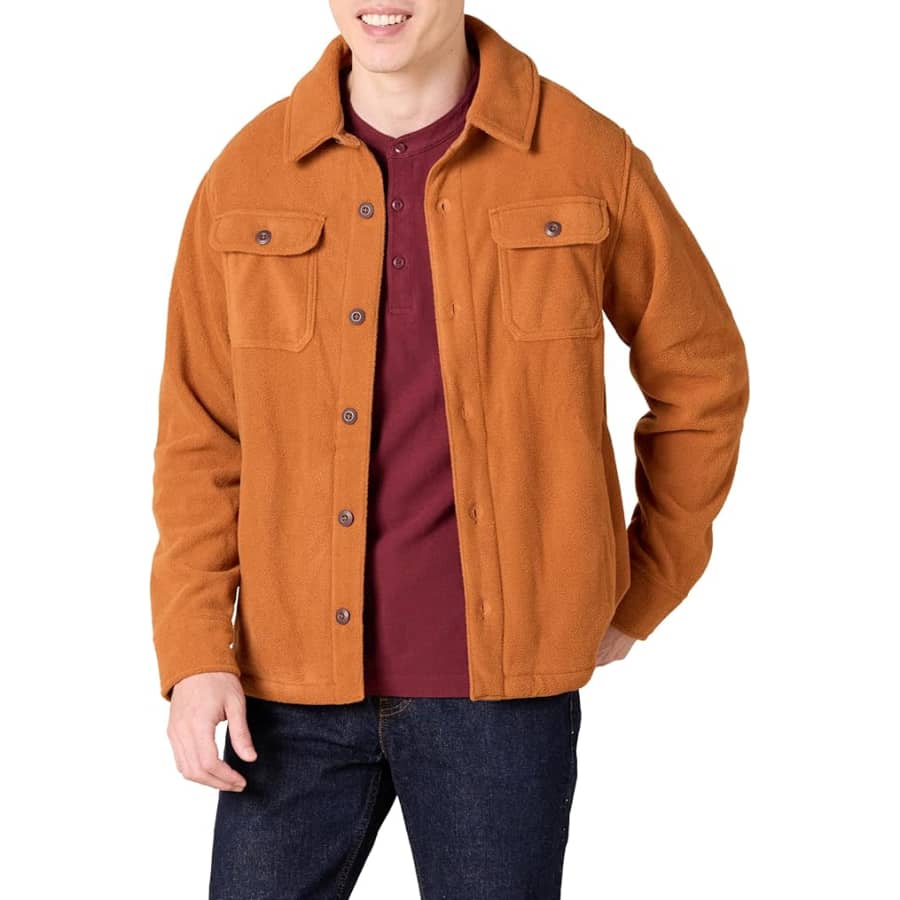 Amazon Essentials Men's Long-Sleeve Polar Fleece Shirt Jacket: $21