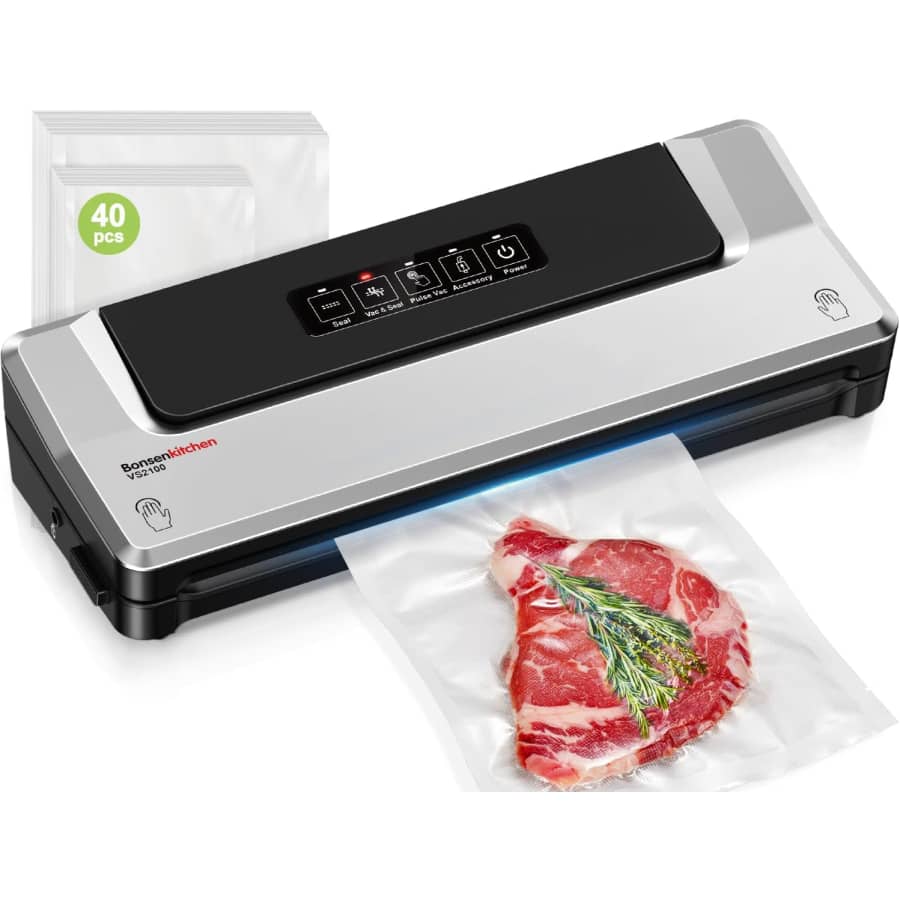 Bonsenkitchen Vacuum Sealer Machine w/ 40 Vacuum Bags: $33
