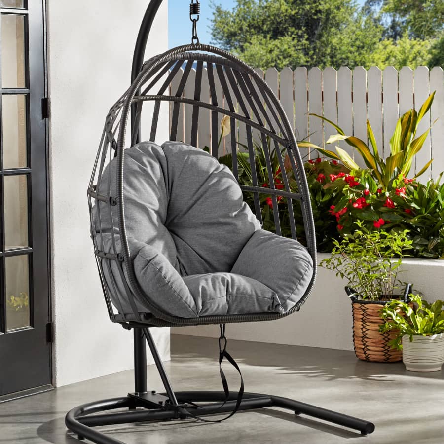 Mainstays Outdoor Wicker Patio Hanging Egg Chair: $97 Mainstays Outdoor Wicker Patio Hanging Egg Chair: $97