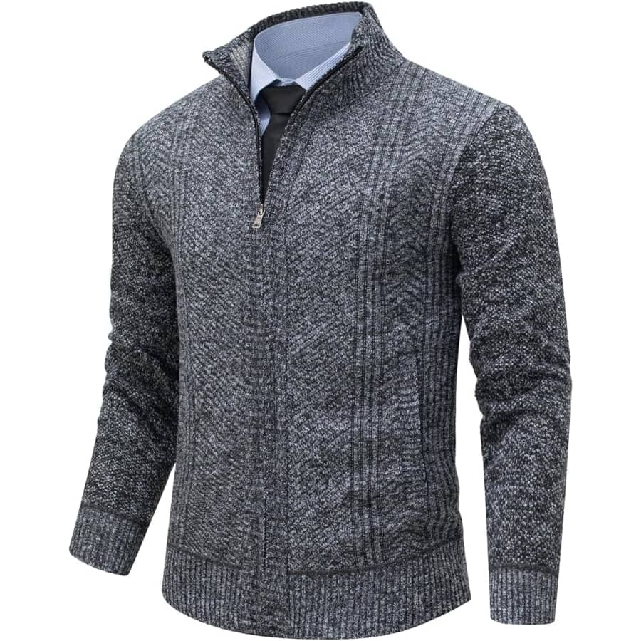 Men's Full-Zip Stand-Collar Cardigan: From $13 Men's Full-Zip Stand-Collar Cardigan: From $13