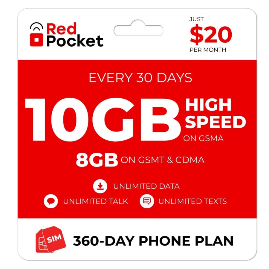 RedPocket Prepaid Plan w/ Unlimited Talk + Text: $200