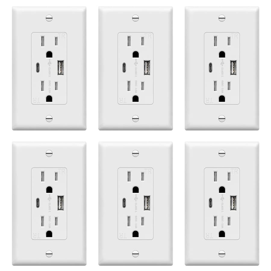 Top Greener USB-C & USB-A 15A Wall Outlet 6-Pack: $49
