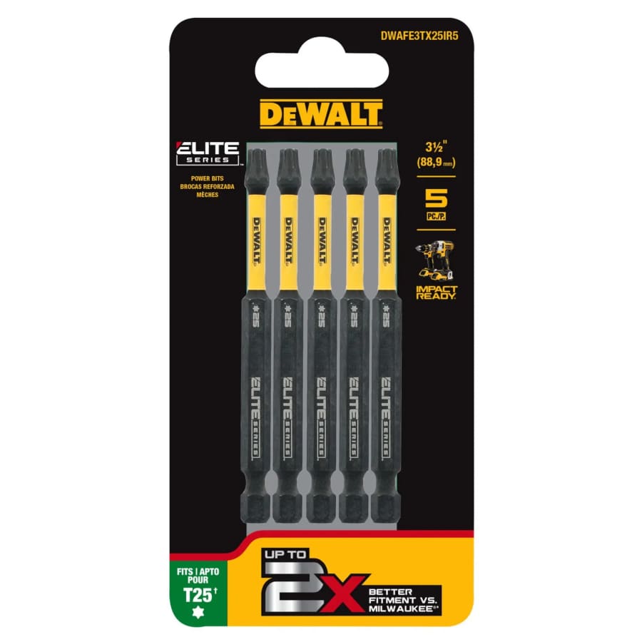 DeWalt ELITE SERIES 1/4" x 3.5" Torx Impact Driver 5-Piece Bit Set: $8 DeWalt ELITE SERIES 1/4" x 3.5" Torx Impact Driver 5-Piece Bit Set: $8