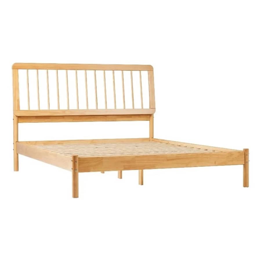Walker Edison Mid-Century Modern Slatted Solid Wood Queen Bedframe: $117