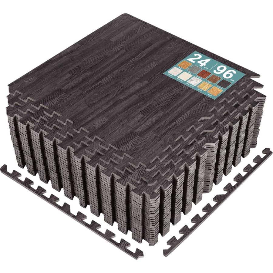 Sorbus 3/8" Wood Grain Floor Tile 24-Pack: $100