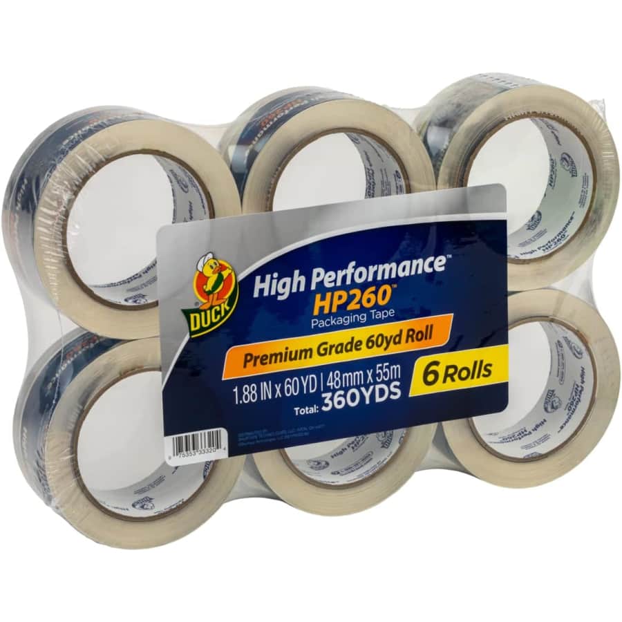 Duck Brand HP260 High Performance 1.88" x 60-Yd Packaging Tape 6-Pack: $13