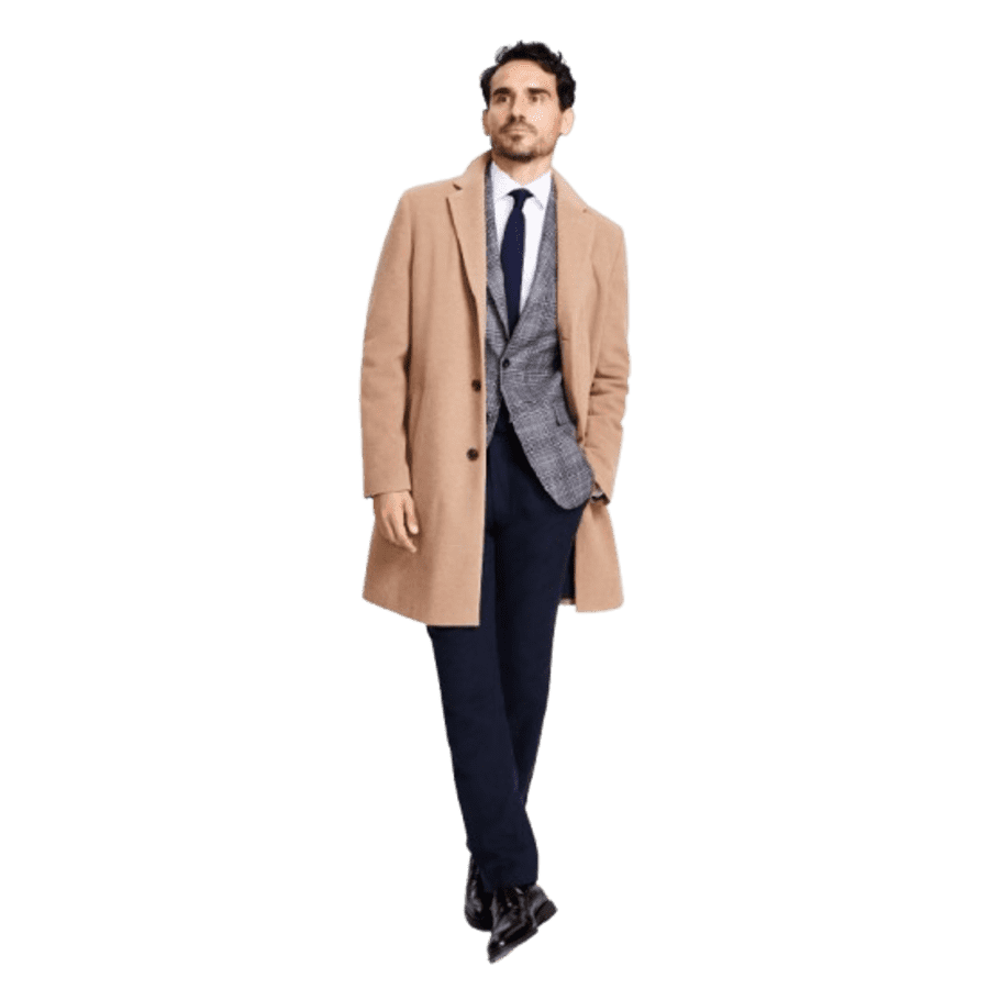 Tommy Hilfiger Men's Addison Wool-Blend Trim Fit Overcoat: $99.99