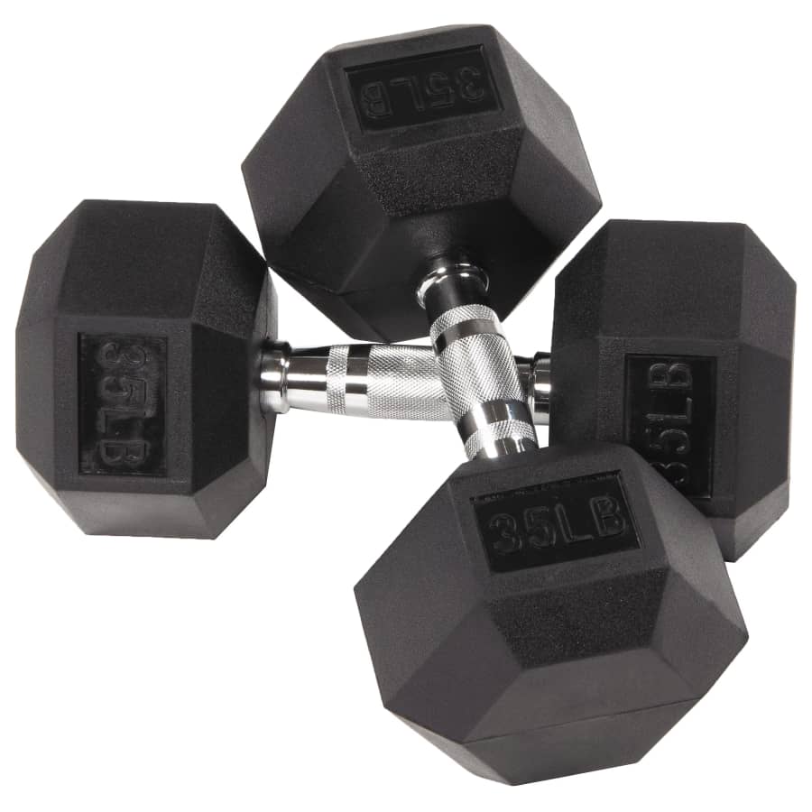 BalanceFrom Rubber Hex Dumbbells 35-lbs. Pair: $39.99