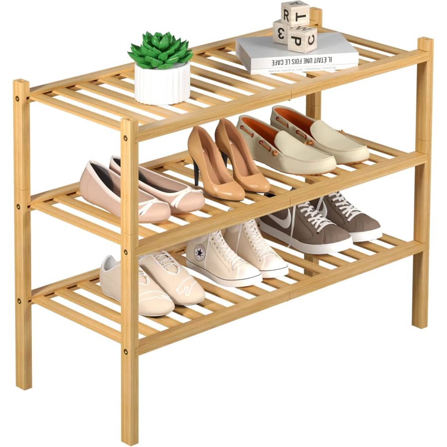 3-Tier Bamboo Shoe Rack: $17 3-Tier Bamboo Shoe Rack: $17