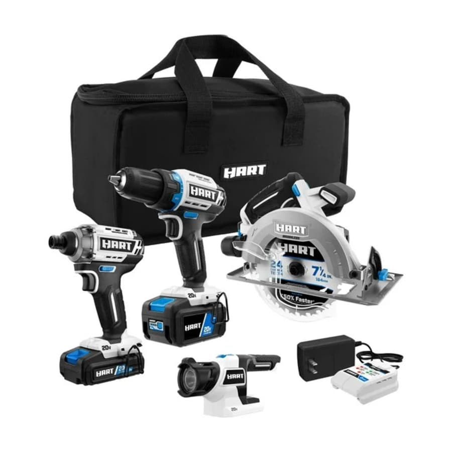 Hart 20V 4-Tool Brushless Combo Kit: $148 Hart 20V 4-Tool Brushless Combo Kit: $148