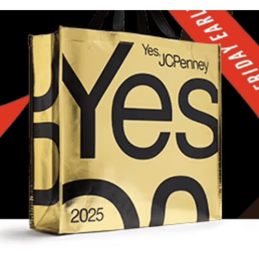 JCPenney Golden Tote + 8 Weeks of Coupons: Free w/ $25 purchase, in store on November 8 JCPenney Golden Tote + 8 Weeks of Coupons: Free w/ $25 purchase, in store on November 8