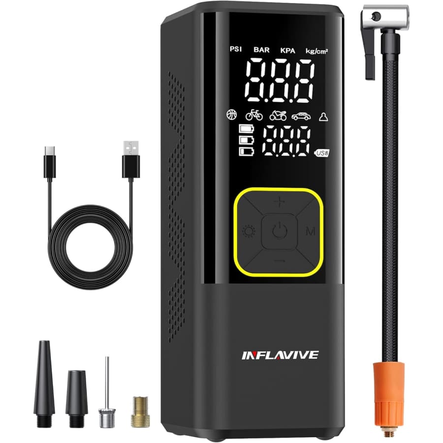InflaVive 150 PSI Portable Tire Inflator with Pressure Gauge: $14.99 InflaVive 150 PSI Portable Tire Inflator with Pressure Gauge: $14.99