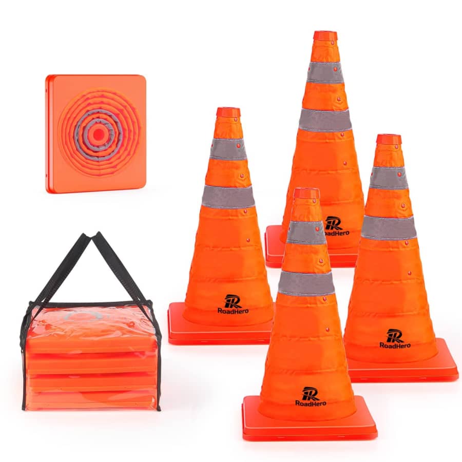 RoadHero 18" Collapsible Traffic Safety Cone 4-Pack: $23.12