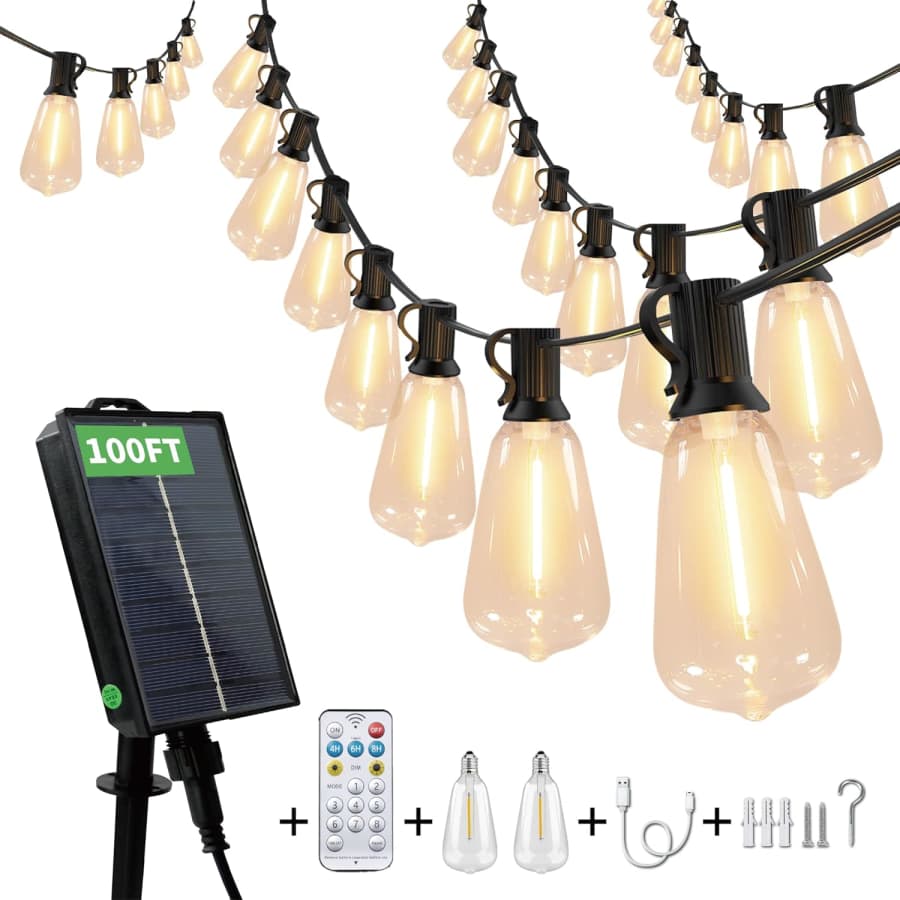 Crlivoing 100-Foot Solar Outdoor String Lights: $32.73