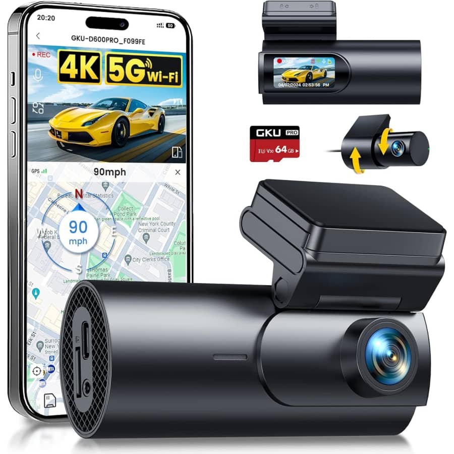 GKU 4K+1080p Dual Front & Rear Dash Cam: $44.79 GKU 4K+1080p Dual Front & Rear Dash Cam: $44.79