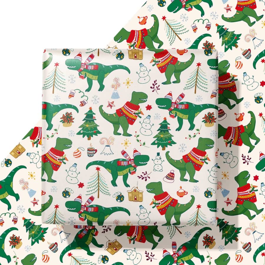 Dinosaur Christmas 28" x 40" Wrapping Paper: $4.99