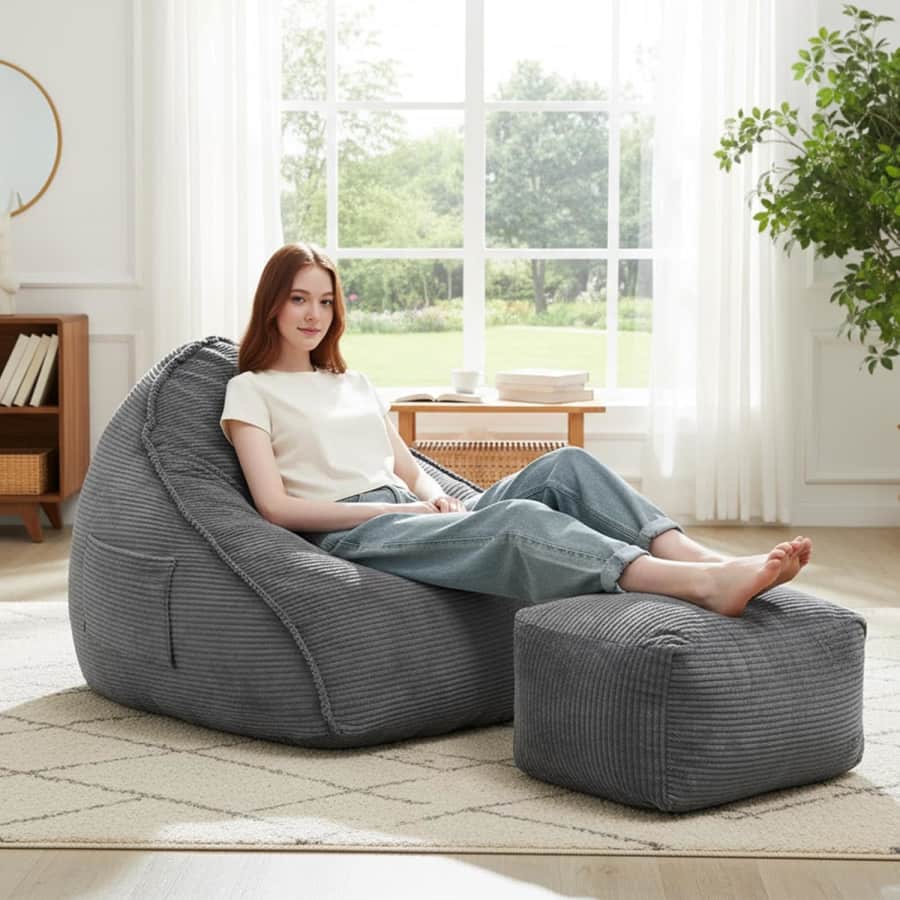Aimstyto Cloud Bean Bag Chair with Ottoman: $89.59
