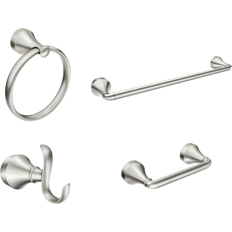 Moen 4-Piece Spot Resistant Brushed Nickel Bathroom Hardware Set: $52 Moen 4-Piece Spot Resistant Brushed Nickel Bathroom Hardware Set: $52