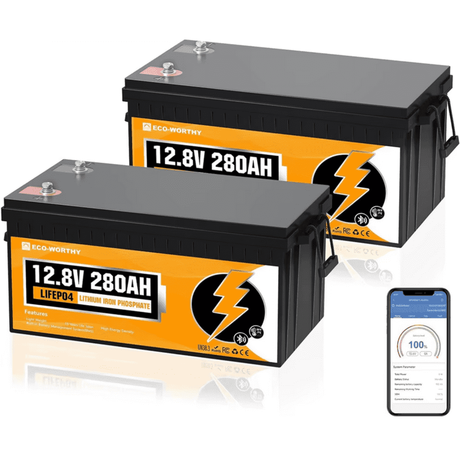Eco-Worthy 12V 280Ah LiFePO4 RV Battery 2-Pack: $603