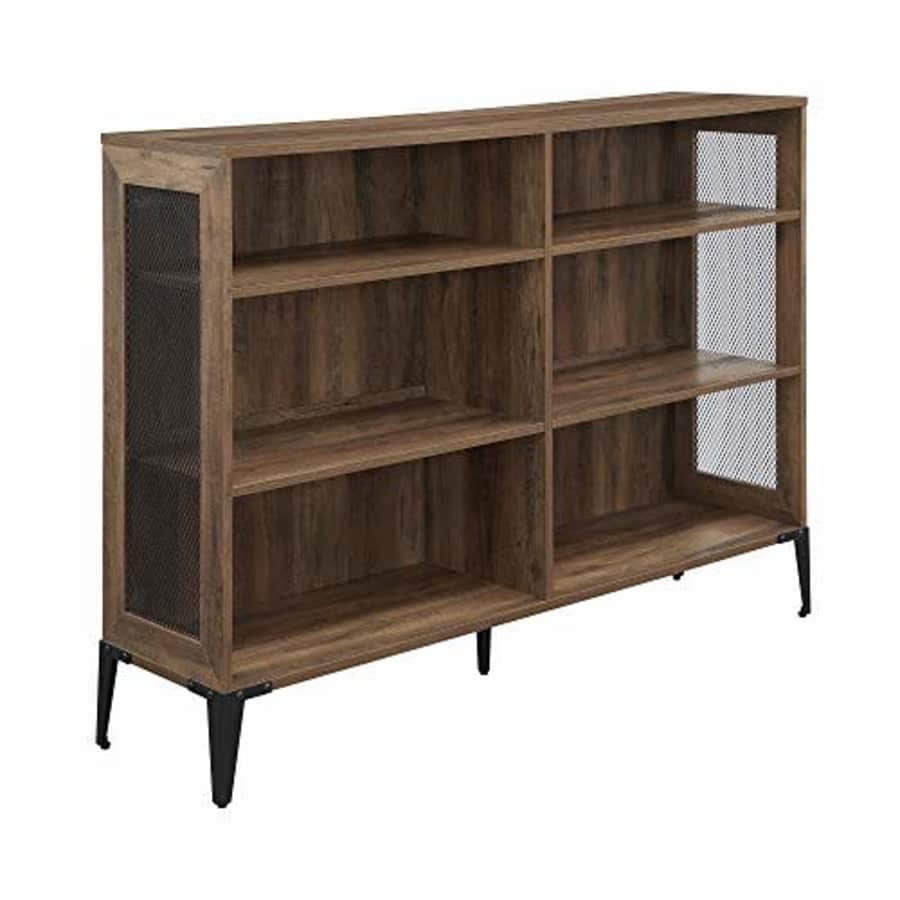 Walker Edison 52" 3-Tier Industrial Wood and Metal Mesh Bookcase: $108.29