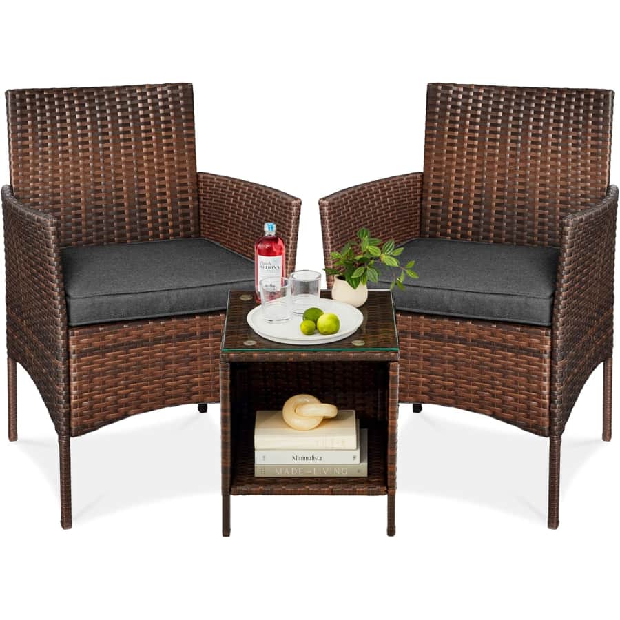 Best Choice Products 3-Piece Outdoor Wicker Conversation Bistro Set: $120 Best Choice Products 3-Piece Outdoor Wicker Conversation Bistro Set: $120