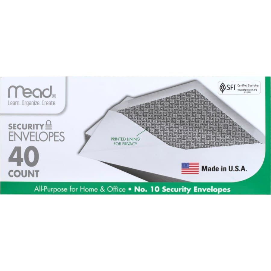 Mead #10 Security Envelopes 40-Pack: $1.08