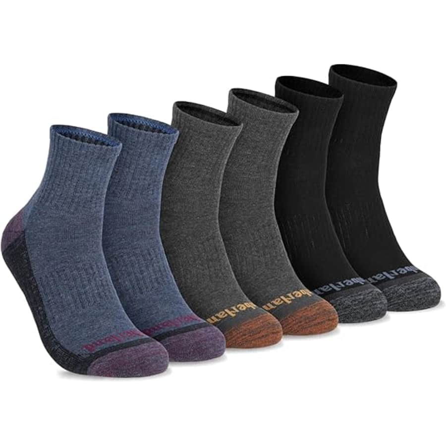 Timberland Men's Comfort Quarter Arch Support Padded Cushion Socks 3-Pack: $9.61
