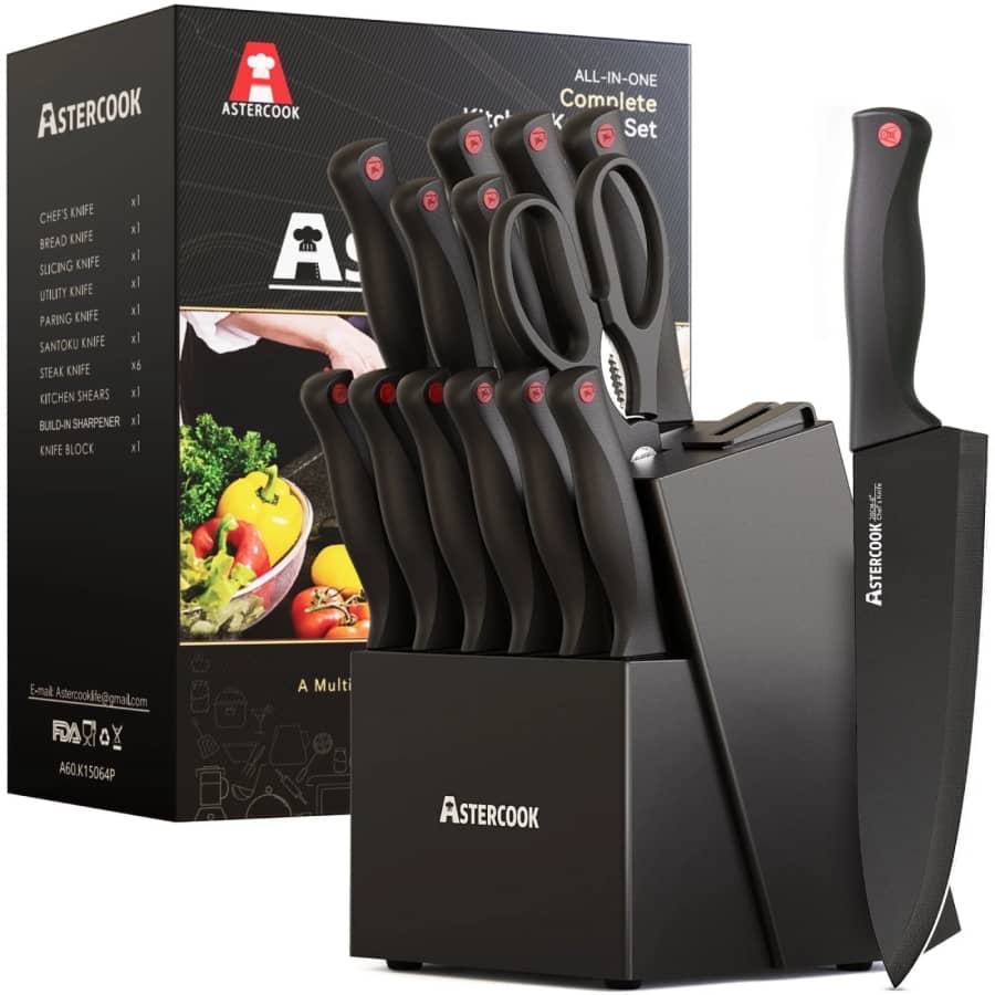 Astercook 15-Piece Kitchen Knife Set: $40 Astercook 15-Piece Kitchen Knife Set: $40