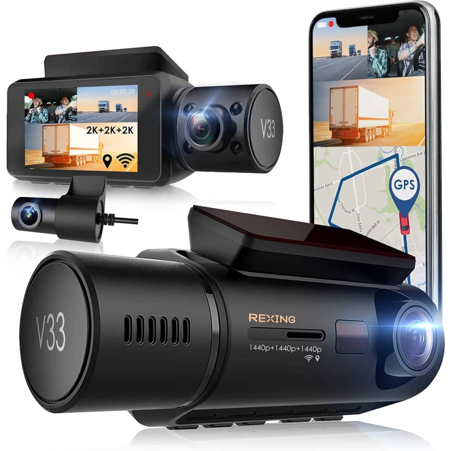 Rexing V33-2K 3 Channel Dash Cam with WiFi and GPS: $200