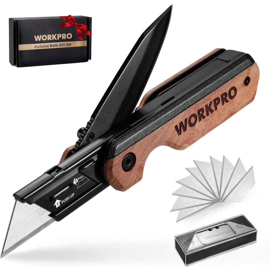 WorkPro 2-in-1 Folding Pocket Knife/Utility Knife: $15 WorkPro 2-in-1 Folding Pocket Knife/Utility Knife: $15