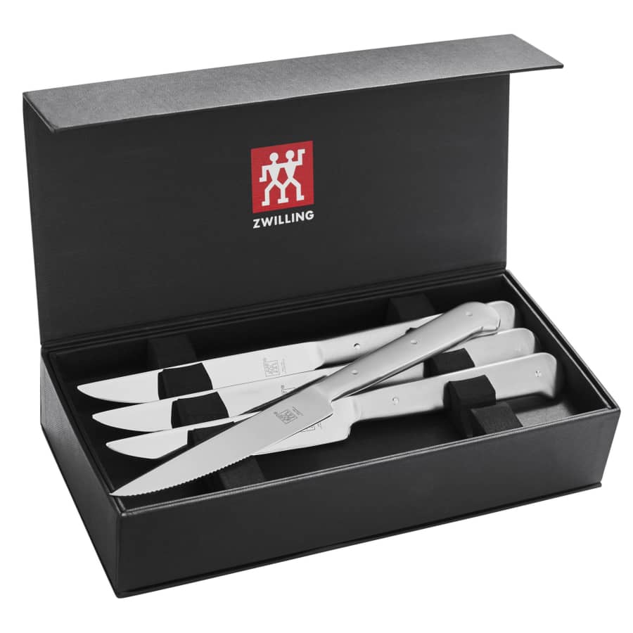 Zwilling 8-Piece Stainless Steel Porterhouse Steak Knife Set in Presentation Box for $60 Zwilling 8-Piece Stainless Steel Porterhouse Steak Knife Set in Presentation Box for $60