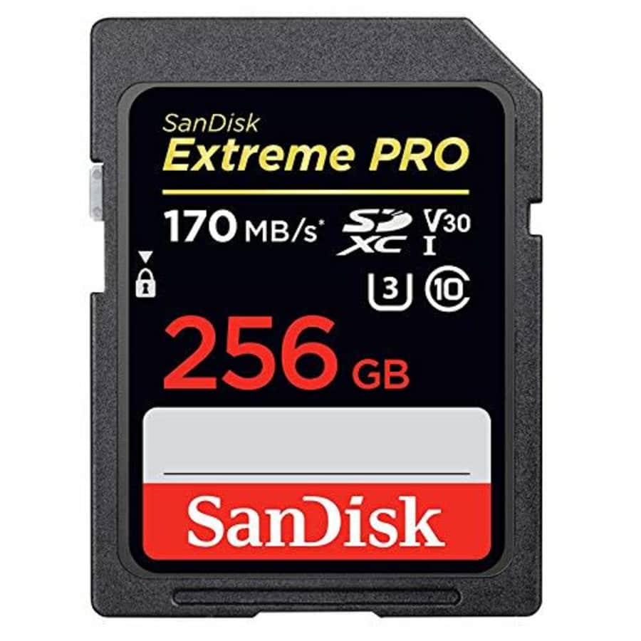 SanDisk Extreme Pro 256GB SD Card SDXC UHS-I Card for Cameras Works with Canon EOS RP, EOS M, M10 for $63 SanDisk Extreme Pro 256GB SD Card SDXC UHS-I Card for Cameras Works with Canon EOS RP, EOS M, M10 for $63