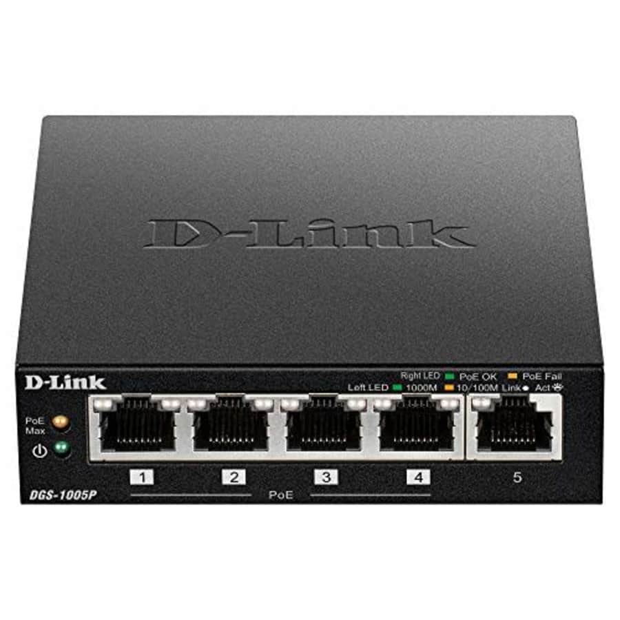 D-Link PoE Switch, 5 Port Ethernet Gigabit Unmanaged Desktop Switch with 4 PoE Ports 60W Budget for $53