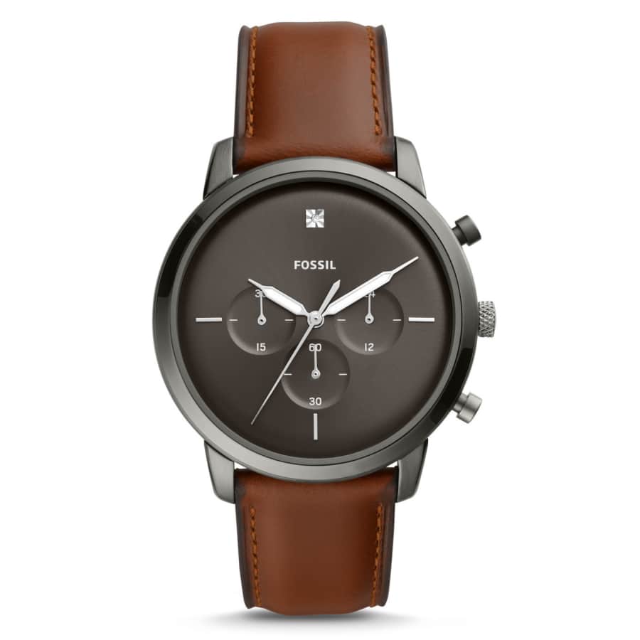 Fossil Men's Neutra Chronograph Diamond Accent Leather Watch for $53
