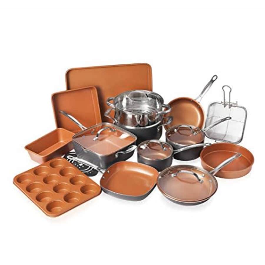 Gotham Steel 20 Piece Pots & Pans Set Complete Kitchen Cookware + Bakeware Set | Nonstick Ceramic for $130 Gotham Steel 20 Piece Pots & Pans Set Complete Kitchen Cookware + Bakeware Set | Nonstick Ceramic for $130
