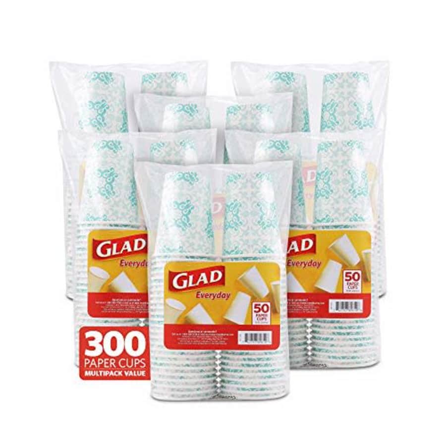 Glad Disposable Paper Cups with Aqua Victorian Design, Heavy Duty to Go Cups, 12 Ounces | Coffee for $48