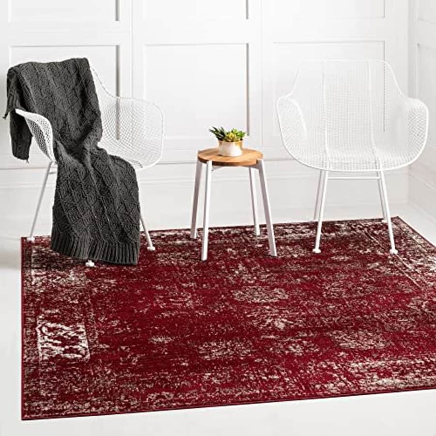 Unique Loom Sofia Collection Area Rug - Casino (6' 1" Square, Burgundy/ Gray) for $58