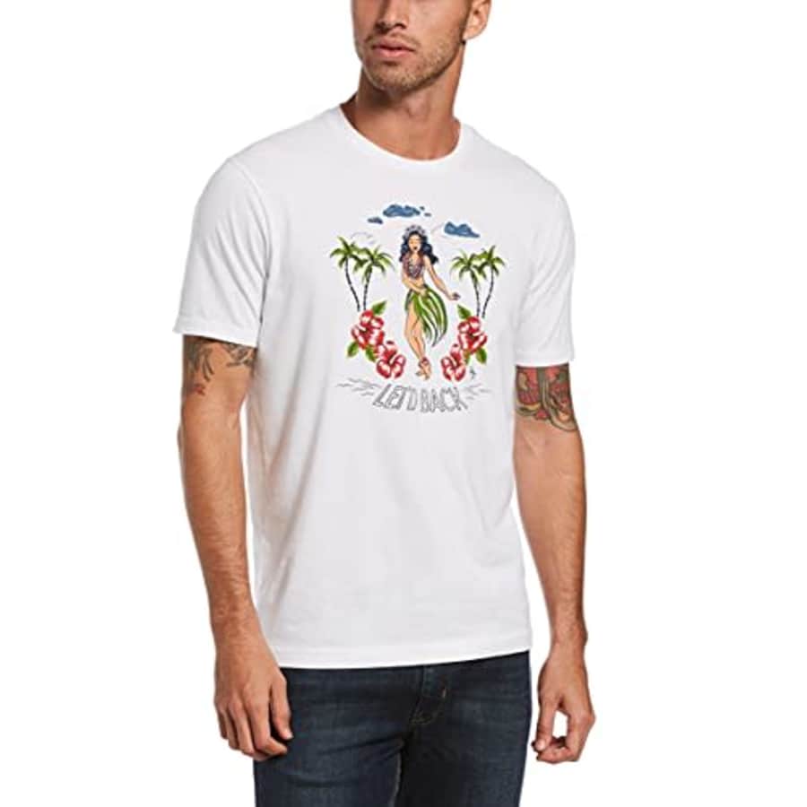 Original Penguin Men's Standard Leid Back Short Sleeve Tee Shirt, Bright White, Medium for $25