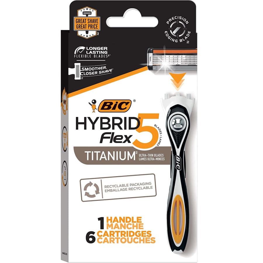 BIC Hybrid Flex 5 Titanium Disposable Razor 1 Handle 6 Razor Set for $23