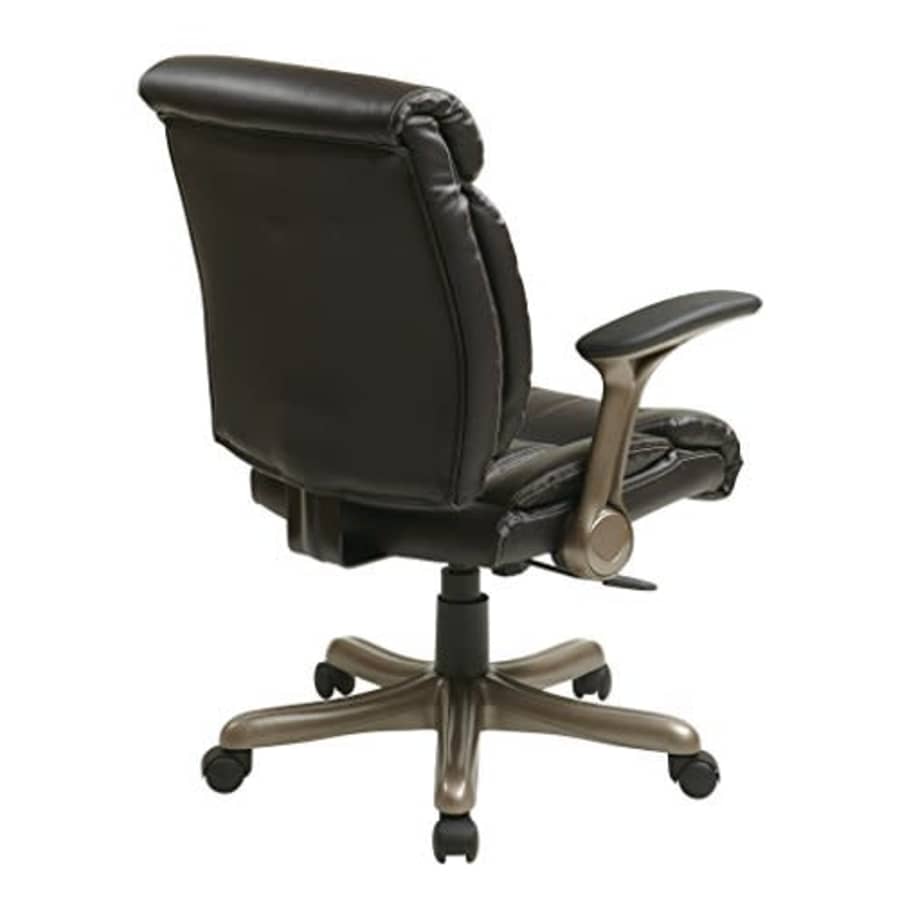 Office Star Bonded Leather Seat and Back with 2-Tone Stitching, Padded Flip Arms Executives Chair for $167