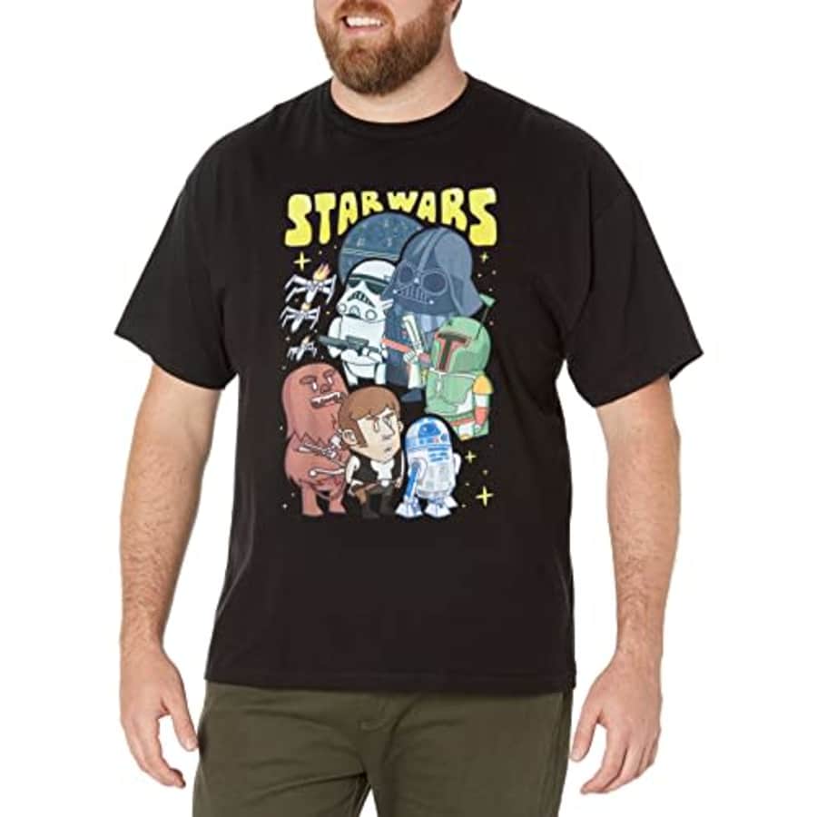 Star Wars Big & Tall Groupies Men's Tops Short Sleeve Tee Shirt, Black, 4X-Large for $10